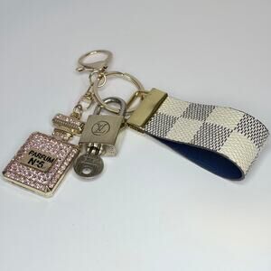 Louis Vuitton Lock and Key Set #215 w/ a Damier Loop & Perfume Charm Keychain